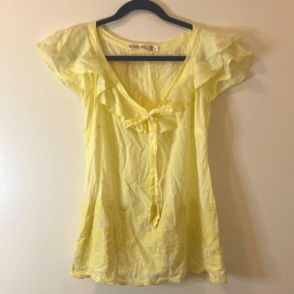 Love Polly Yellow Retro Top